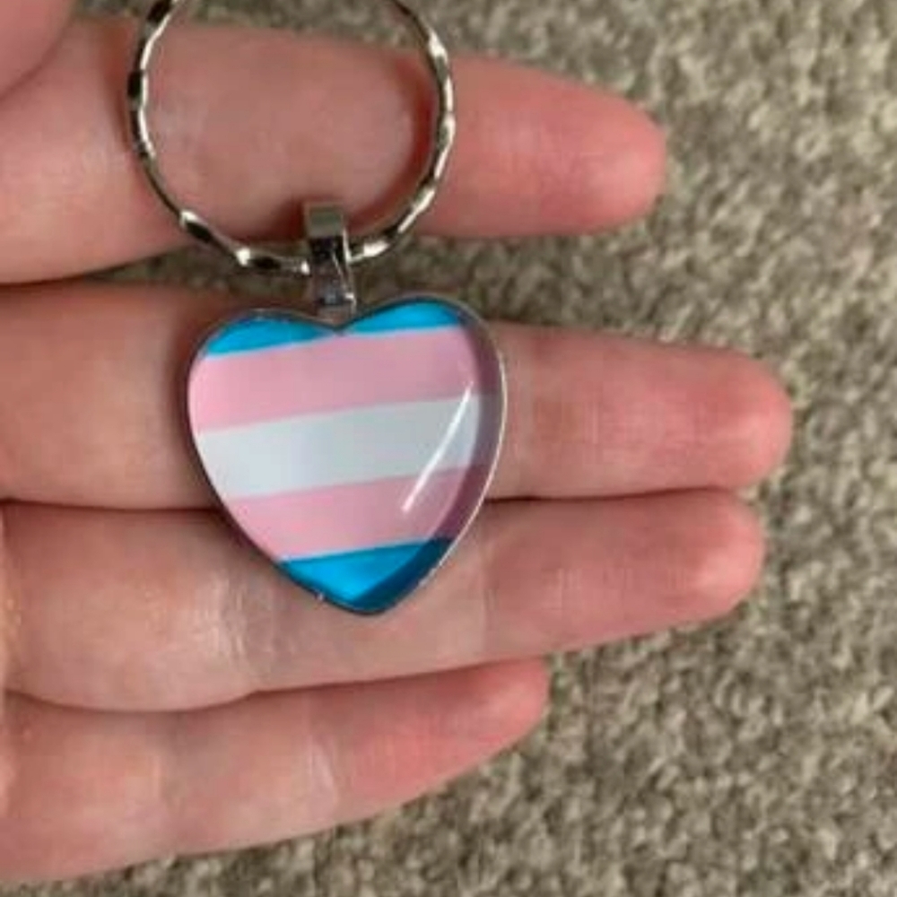 Trans Flag TransPride LGBTQ Pride Keychain - Picture 4 of 5